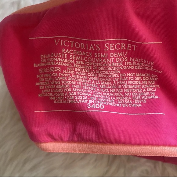 Victoria’s Secret Soft Racerback Semi Demi Pink With Peach Trim Size 34DD - Picture 4 of 4